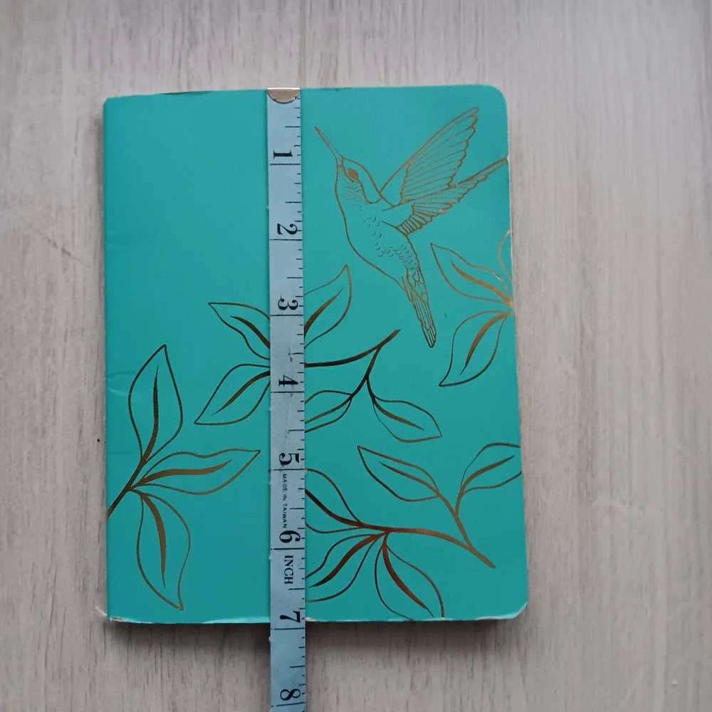New Papyrus Lined Pages Notebook Journal Aqua Blue Gold Bird Leaves 5.5
